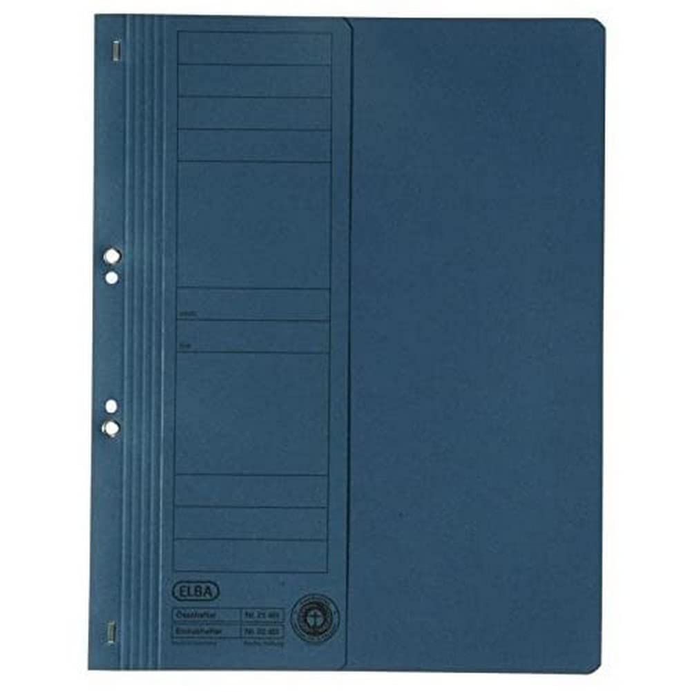 Elba 21451BL Hole Punched Folders Commercial Binding 250 g/sq. m Manila Cardboard for 200 DIN A4 Sheets Half Front Cover 50 Items Blue