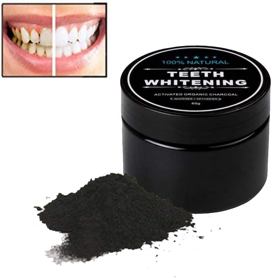Oral Care Teeth Whitening Powder Activated Charcoal Natural Teeth Whitener Bamboo Tooth Stain Remover, 60g