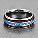 Vakki 6mm 8mm Hawaiian Koa Wood Tungsten Rings for Men Blue Created Opal Wedding Band Dome Style Comfort Fit Size 6-14