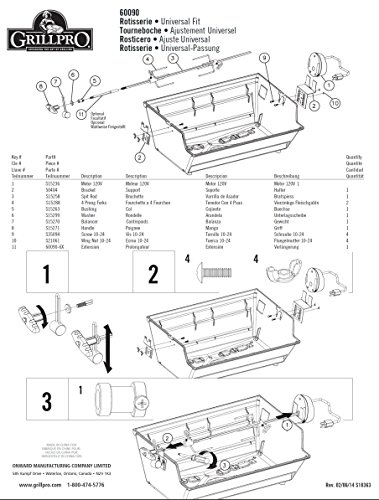 GrillPro 60090 Rotisserie Kit for Grills, 39-1/2", Black (Renewed)