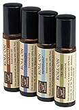 Pre-Diluted Essential Oil Roll-On Value Set Made with Pure Essential Oils and Coconut Oil (Lavender, Patchouli, Peppermint and Tea Tree) by Fabulous Frannie