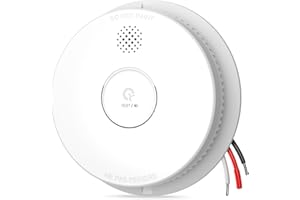 Ecoey Hardwired Smoke Detector Interconnectable UP to 12 Units, Smoke Detector 10 Year with Replaceable 9V Backup Battery, Fire Alarms Smoke Detectors with Photoelectric Sensor, 1 Pack
