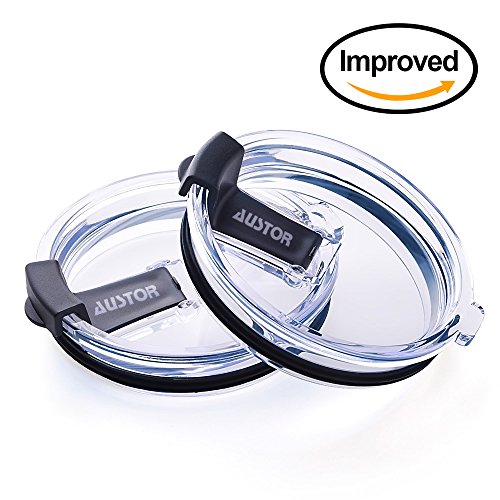 [Improved] Austor Spill Proof and Splash Resistant Tumbler Lid for Yeti Rambler ,RTIC and Ozark Trail Tumblers, 2 Pack, 20 Ounce