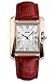 Women Rectangle Watch Waterproof Rose Gold Tone White Dial Wristwatch Roman Numeral With Red Leather Band