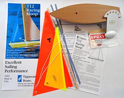 T12 Cruiser Sailboat Kit (Orange/yellow) - Floating Model Sailboat, Toy Sailboats that Sail, Toy Sailboats that Float, Toy Sailboat Wood, Toy Sailboat Wooden - It Really Sails!