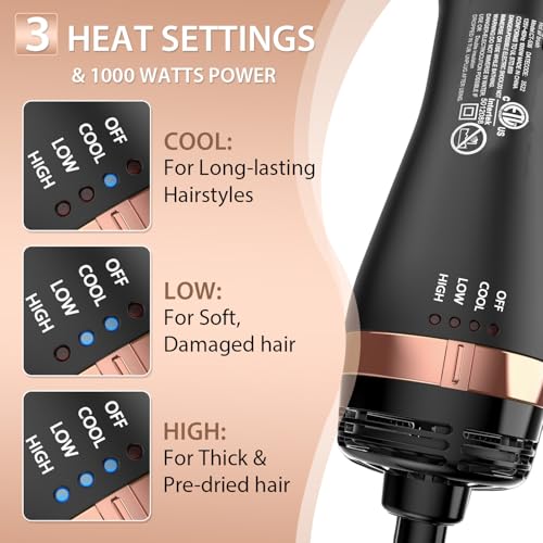 Natrial Hair Dryer Brush Blow Dryer Brush in One Hot Air Paddle Brush for Drying and Straightening, Volumizer Multi-Styler Smooth Curls for All Hair Types, Frizz-Free Blowout Brush for Salon Quality