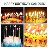 WanJ 28 Pcs Birthday Cake Candles - Incl 5 Emoji Birthday Candles | 10 Rainbow Colorful Candles | 13 Creative Birthday Candles [for Party, Wedding, Candlelight Dinner, Birthday Cake Decorations]