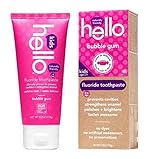 Hello Natural Fluoride Toothpaste for kids, Bubble Gum, 4 oz - 2pc