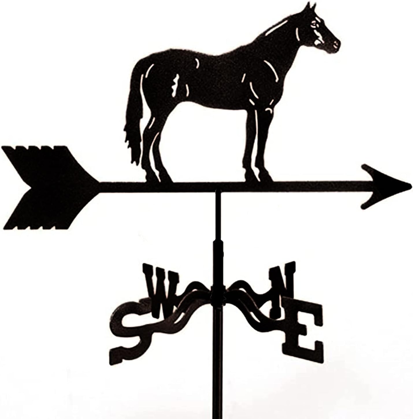Weathervanes - YDHNB Weathervane Cast Iron Horse Wind Direction Indicator with Roof Mount, Weather Vane Garden Metal Decorations Wind Direction Indicator for Outdoor Roof Farm Yard