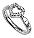 I Am My Beloved and He Is Mine CZ Open Heart Ring Silver Stainless Steel With Verse