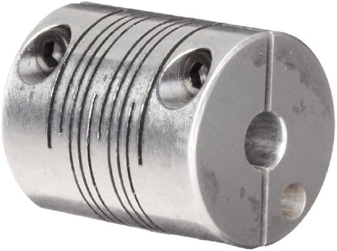 Ruland MWC20-6-4-A Clamping Beam Coupling, Polished Aluminum, Metric, 6mm Bore A Diameter, 4mm Bore B Diameter, 20mm OD, 28mm Length, 1.15 Nm Nominal Torque