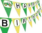 Green Tractor Happy Birthday Banner Pennant - Farm Banner - Tractor Decorations