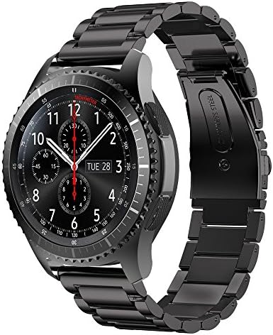 Samsung Gear S3 Classic/ Frontier Band SUNDA Premium Solid Stainless Steel Watch Band Link Bracelet Strap for Samsung Gear S3 Classic Gear S3 Frontier sports Smart Watch Fitness(Black)