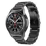 Gear S3 Band, iitee Stainless Steel Band Strap for Samsung Gear S3 Classic Gear S3 Frontier Sports (Black)