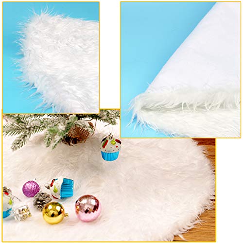 Dreampark Christmas Tree Skirts, 48" White Tree Skirt Decorations Faux Fur Skirt Large Christmas Ornaments Tree Decor (48 inch)
