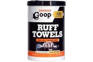 GOOP Orange Heavy Duty Ruff Towels with Scrubbing Power, 10” x 12” Dual Textured Multi-Purpose Cleaning Wipes, Removes Dirt, Grease, Oil, 72 Count