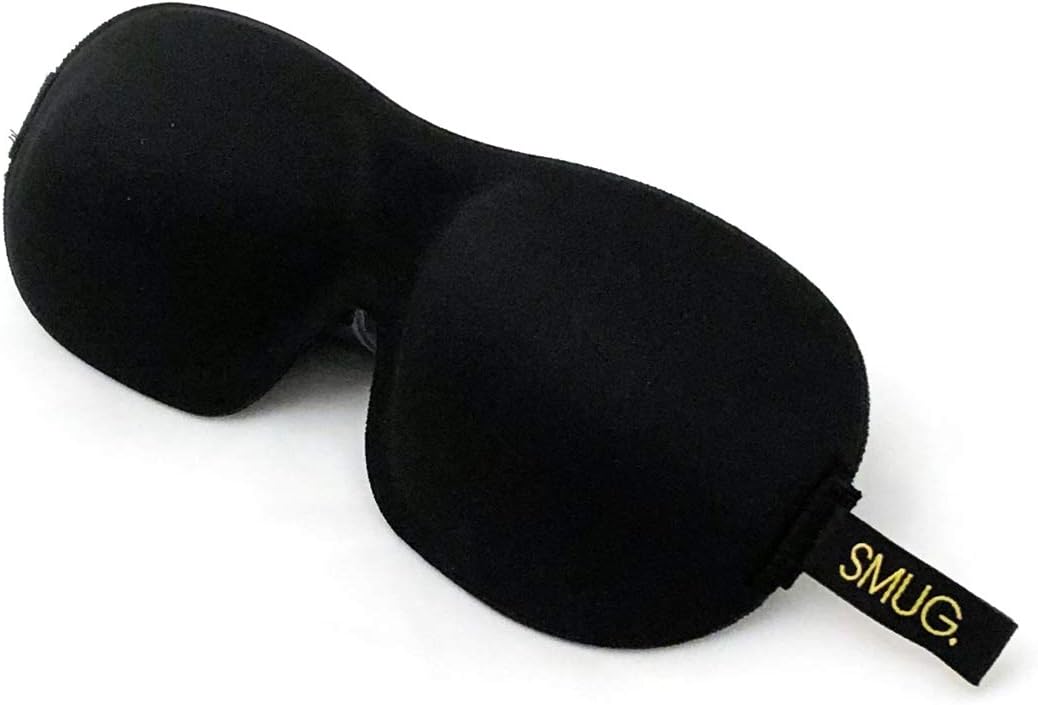SMUG Active Eyelash Friendly Contoured Sports Therapy 3D Blackout Sleep Mask/Eye Mask, Black