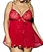 IWISHME Women Plus Size Sequin Sexy Babydoll Lingeries (6XL=US Size 5XL, Red)
