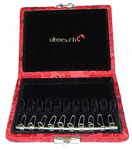 10-Reed English Horn Reed Case Silk with clips (Red/Black)