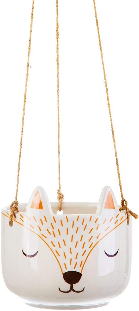 Sass & Belle Woodland Fox Hanging Planter, Cream