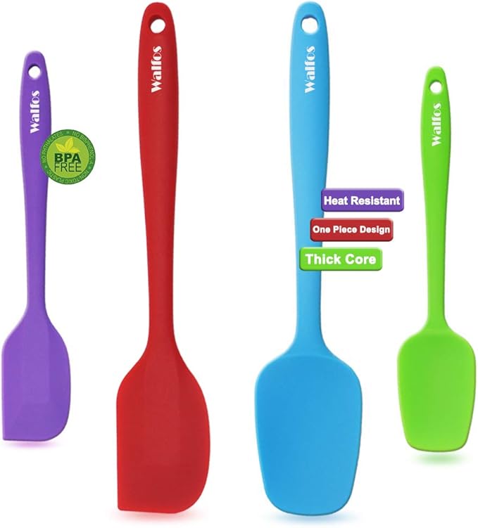 Walfos Silicone Spatula Set of 4, Heat Resistant Kitchen