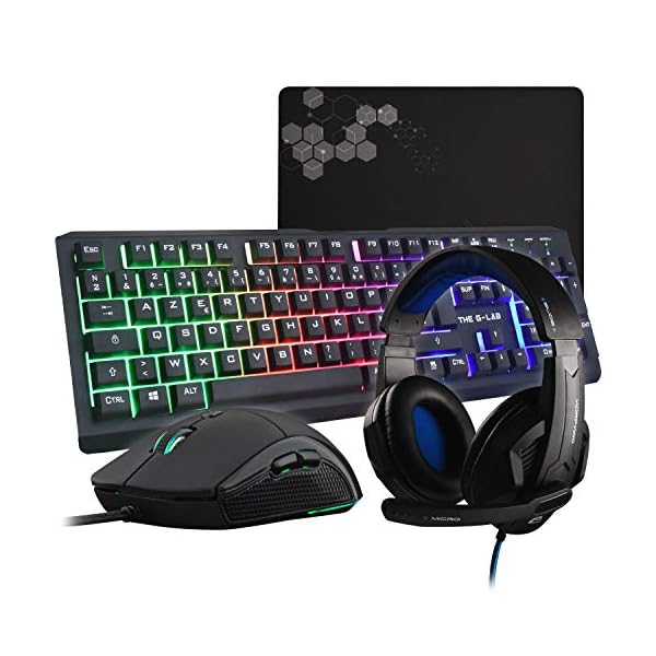 The-G-LAB-Combo-SELENIUM-4-in-1-Gaming-Set-Backlit-QWERTY-Gaming-Keyboard-3200-DPI-Gaming-Mouse-Headset-Gaming-Non-Slip-Mouse-Pad--Gamer-Pack-compatible-with-PCPS4PS5Xbox-OneXbox-Series-X THE G-LAB Combo SELENIUM - 4 in 1 Gaming Set - Backlit UK QWERTY Gaming Keyboard, 3200 DPI Gaming Mouse, Headset Gaming…