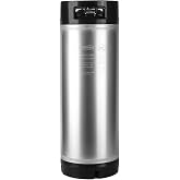 TMCRAFT New 5 Gallon Stainless Steel Ball Lock Keg with Dual Rubber Handles | NSF-Approved, Release Valve, Portable Rubber Base for Easy Tansport and Stackable, Double Ball Lock for Easy Connection