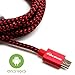 Tera Grand - USB 2.0 A to Micro USB Braided Cable, 6' Red & Black - Micro USB/Micro B Charge and Sync Cord for Android Samsung Nokia Nexus Phones and More Not for iPhone & iPad