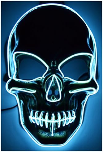 Light-Up Skull Mask for Halloween & Skeleton Costumes (White)