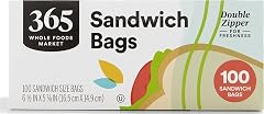 365 by Whole Foods Market, Sandwich Size Storage Bags, Double Zipper, 100 Count
