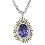 25 48 carat natural blue tanzanite and diamond fancy color vs1 vs2 clarity 18k white gold luxury drop necklace for women exclusively handcrafted in usa