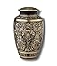 VERYCOZY Majestic Radiance - Black & Gold Brass Metal Adult Cremation Urn for Human Ashes W Velvet Box
