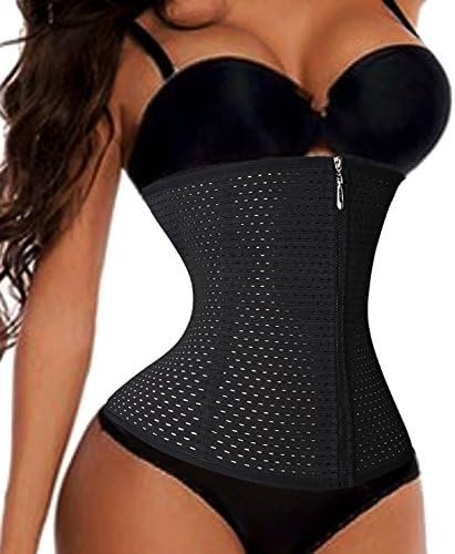 Herrlich Womens Weight Loss Hourglass Cincher Waist Trainer,Zipper Corset (XL, Black 2-3 day delivery)