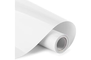 HONEYTOLLY PU HTV 12" x 10' Heat Transfer Vinyl Rolls, Iron on Heat Press Easy to Cut & Weed for DIY Design T-Shirt(White）