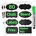 Chalkboard Labels - 80 Premium Removale Chalk Stickers with Chalk Marker Set - Large Size for Jars, Tins, Bottles, Bins, Pantry Storage - Best for Home, Office, Crafts by Creazive