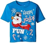 C-Life Group Little Boys' Toddler Short Sleeve Frosty The Snowman Holiday Shirt, Turquoise, 3T