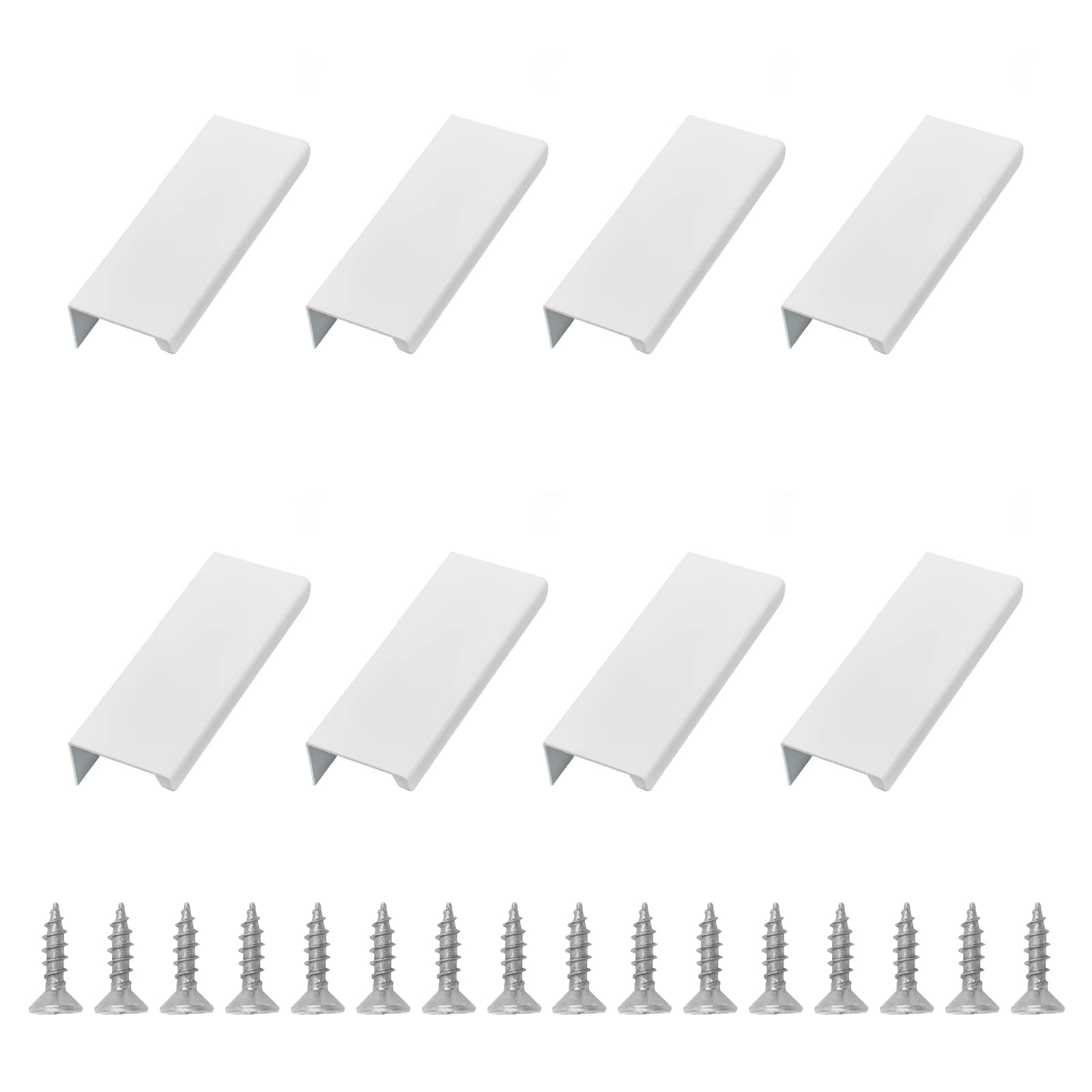 UFURMATE Back Mount Finger Edge Pull, 8Pcs White Aluminum Hidden Handles Concealed Finger Pull Handles Invisible Tab Pulls with Screws for Drawer, Cabinet (80mm/3.15in) — image 1
