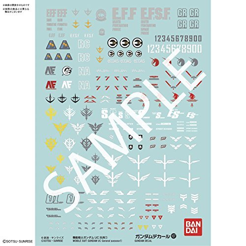 Bandai Hobby No.107 Mobile Suit Gundam UC 1 , Bandai Gundam Decal Hobby Decals