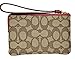 Coach Outline Signature Corner Zip Small Wristlet Khaki True Red F58033