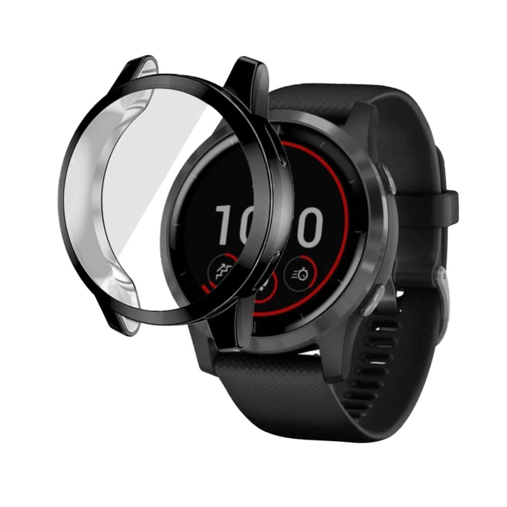 PaceBid Case Compatible with Garmin Vivoactive 4, Slim Soft Flexible TPU Case Protective Cover Transparent All-Around Protective Film Cover for Garmin Vivoactive 4 Black — image 1