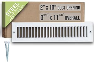 Fits 2x10 Duct Opening | Toe Kick Vent Cover by Handua | Cabinet Toe Kick Space Register Grille | HVAC Toe Space Vent Cover | Outer Dimensions: 3 3/8" X 11 3/8" | Off White