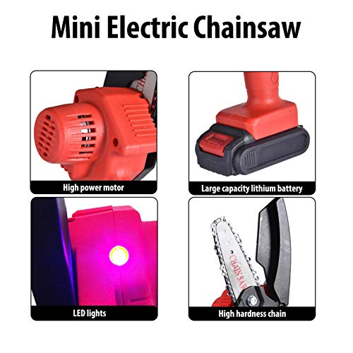 Elektrosäge mit 4 Zoll, für Bäume und Mini-Kettensäge, kabellos, mit einer Hand, für Baumsägen, mit LED-Beleuchtung, zum… – Bild 8