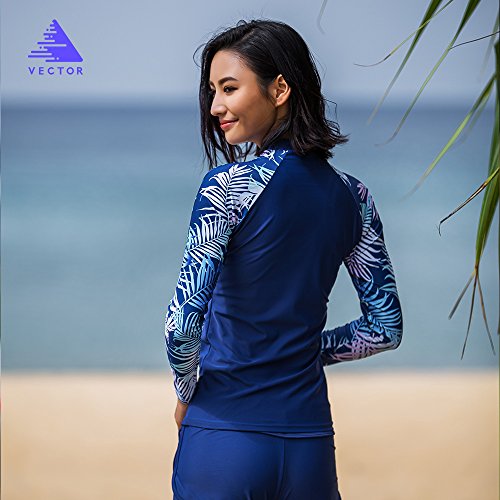 Vector Women's Rashguard Swimwear Rashguard UV Sun Protection Long Sleeve Rash Guard Wetsuit Top Athletic Tops Size L - Thumbnail 5