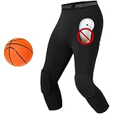 Compression Pants with Knee Pads and Protective Cup for Mens in Baseball Football Lacrosse MMA Basketball and Hockey, Black.
