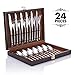 HOBO 24 Piece Flatware Set, Dinnerware Set Service for 6, Kitchen Utensil Set with Knife, Fork, Spoon, Teaspoon, Use for Home, Kitchen with Wooden Gift Box (Silver)