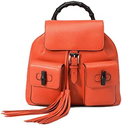 Gucci Bamboo Handle Small Leather Fashion Backpack 370833, Dark Orange