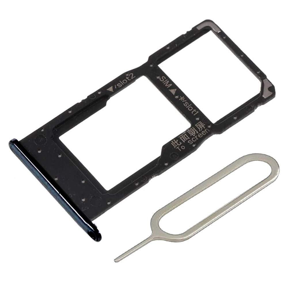MMOBIEL DUAL SIM Card Slot Tray Holder Replacement Compatible with Huawei Honor 20 Lite 2019 Incl. SIM Pin - Black