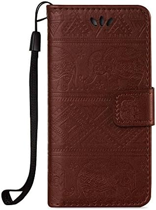 Galaxy J5 2016 Case, ESSTORE Retro Elephant Embossing PU Leather Protective Covers with Card Slot Holder Wallet Case for Samsung Galaxy J5 (2016 Version), Brown