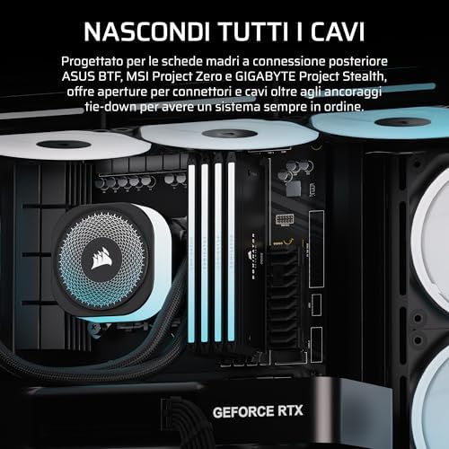 FRAME 4500X LX-R RGB LINK Case Mid-Tower per PC con Vetro Panoramico – Sistema di Montaggio InfiniRail, Anti-Sag della GPU, Include 3 Ventole LX120R RGB LINK – Nero