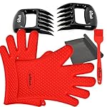 Superior Value Set: Silicone BBQ/Cooking Gloves Plus Grill Mat Plus Meat Claws Plus Silicone Baster Plus eBook w/ 300 Recipes. Impress Your Family and Friends with Your Professional BBQ Kit